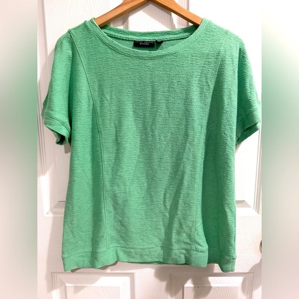 Susan Graver Weekend Mint Green Short Sleeve Top